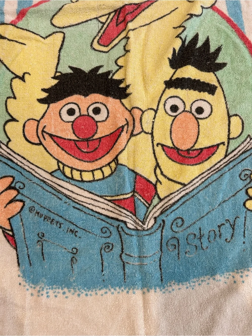 Vintage Sesame Street Beach Towel Big Bird Bert Ernie Franco‎ Muppets Cotton